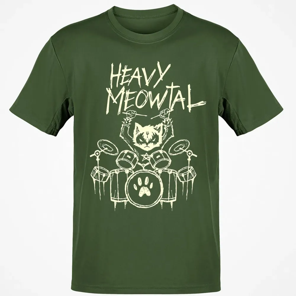 Heavy Metal Headbanger Gift Drummer Cat Playing Drum Meowtal Classic Unisex T-Shirt - 7