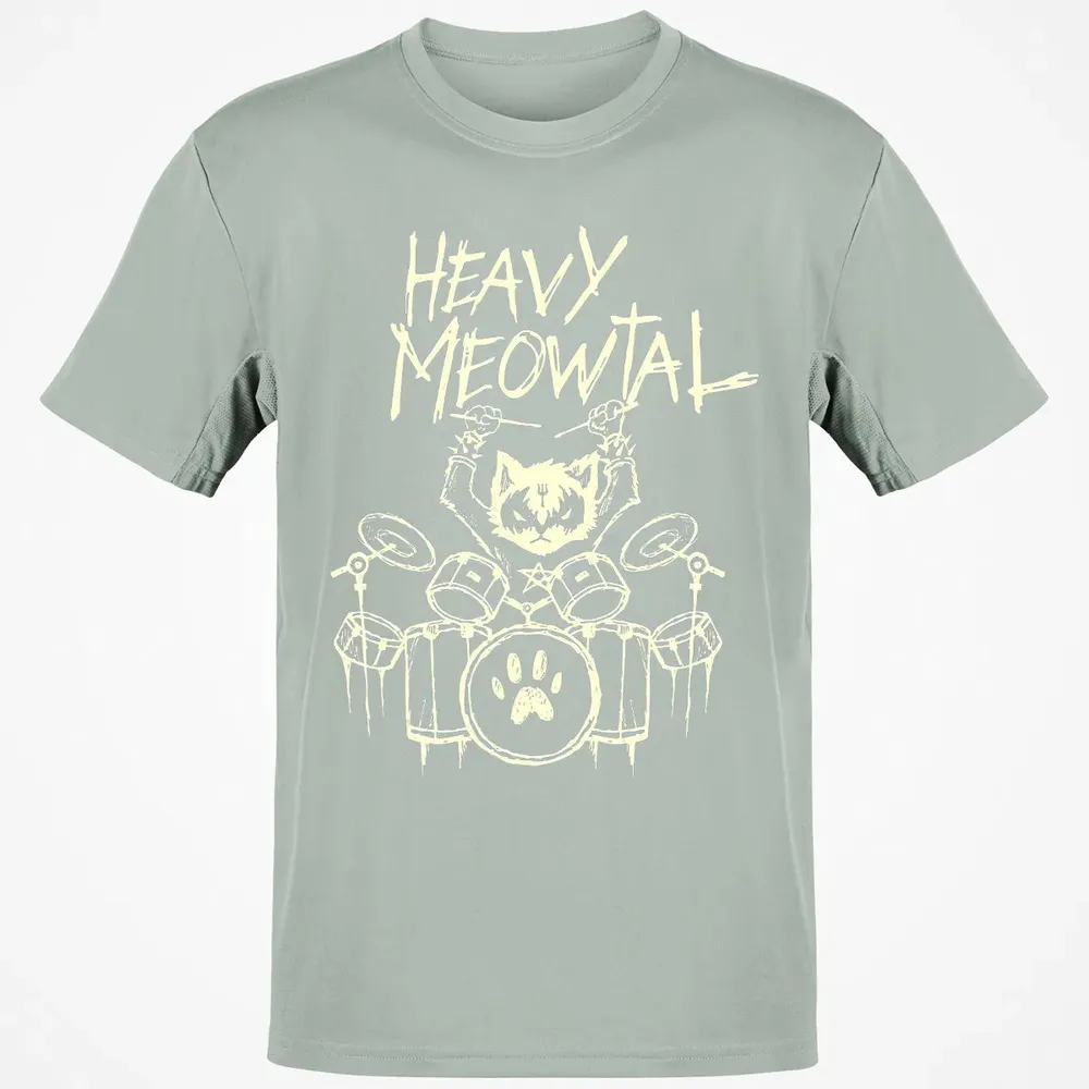 Heavy Metal Headbanger Gift Drummer Cat Playing Drum Meowtal Classic Unisex T-Shirt - 3