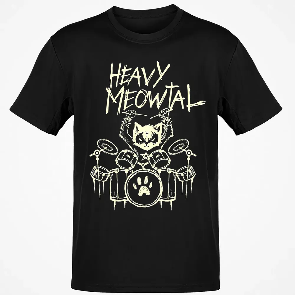 Heavy Metal Headbanger Gift Drummer Cat Playing Drum Meowtal Classic Unisex T-Shirt - 2