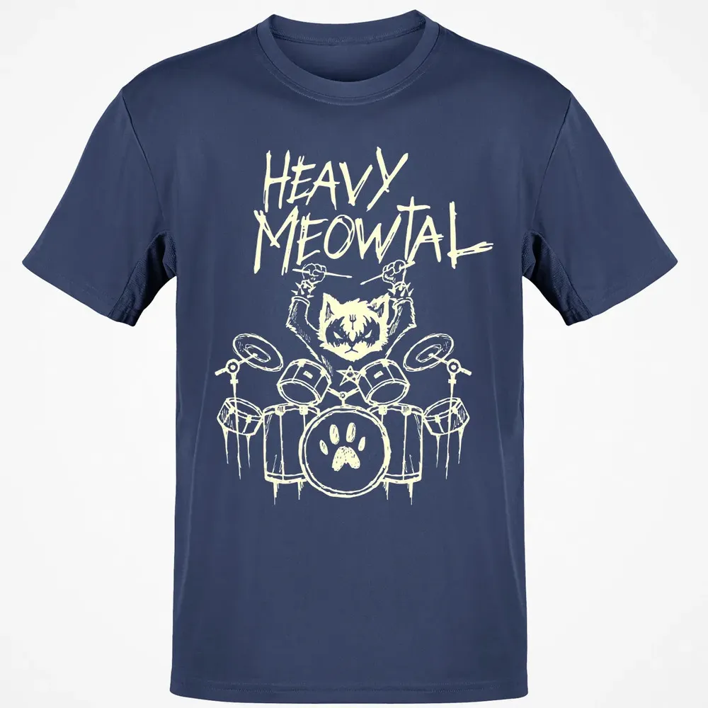 Heavy Metal Headbanger Gift Drummer Cat Playing Drum Meowtal Classic Unisex T-Shirt - 8