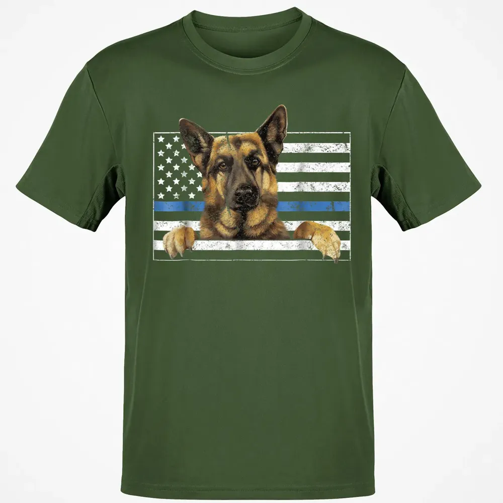 Thin Blue Line K9 German Shepherd T Dog Police Officer Classic Unisex T-Shirt - 7