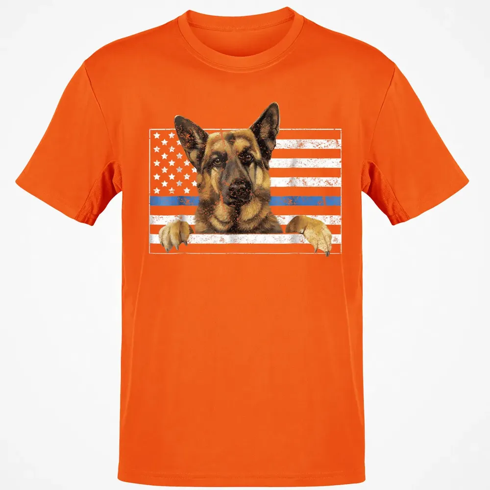 Thin Blue Line K9 German Shepherd T Dog Police Officer Classic Unisex T-Shirt - 9