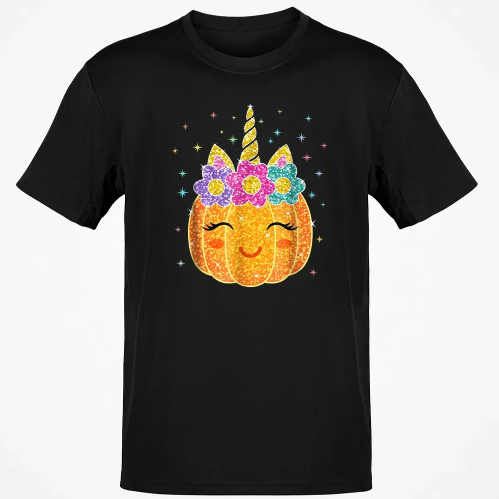 Cute Unicorn Pumpkin Halloween Thanksgiving Classic Unisex T-Shirt - 2