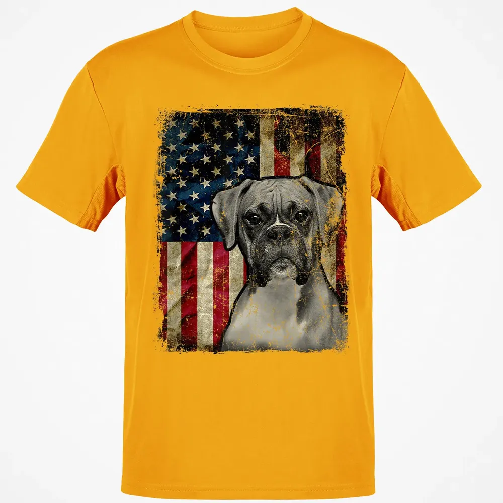 Boxer Dog 4th of July American Flag patriotic Gift Classic Unisex T-Shirt - 5