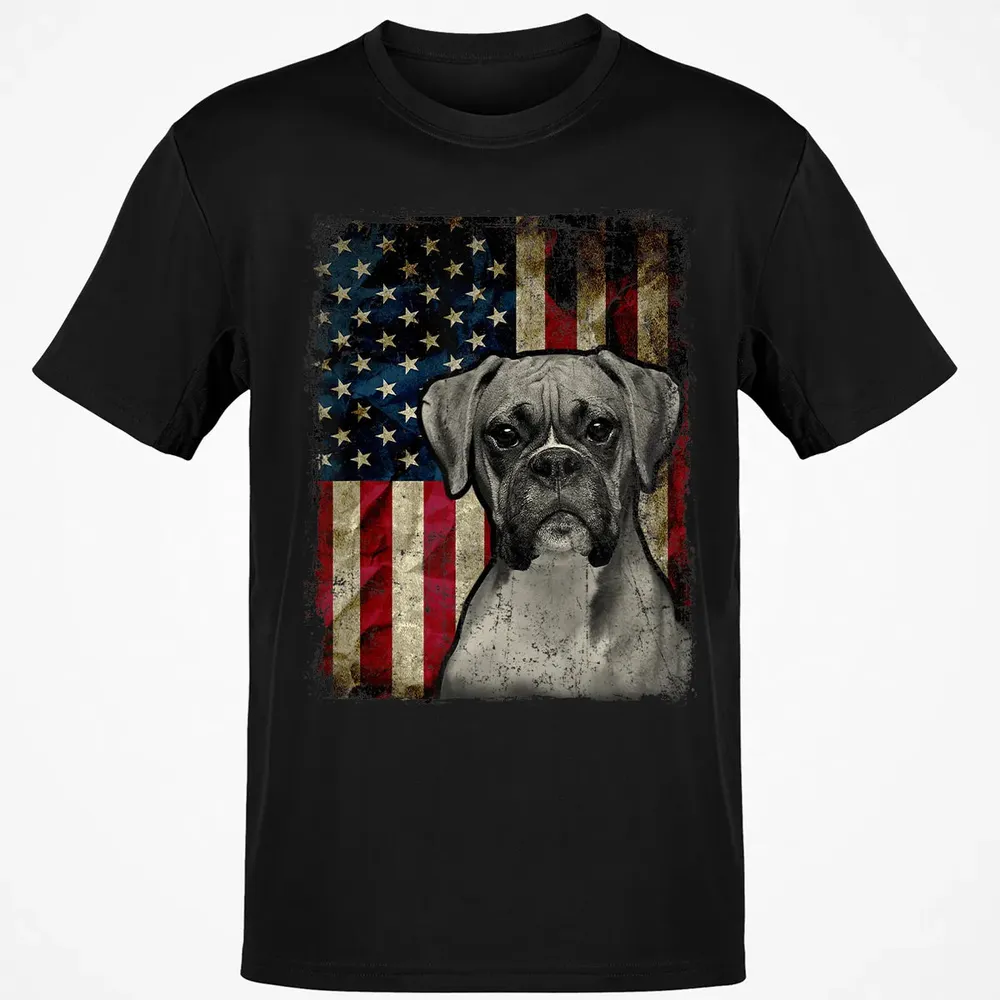 Boxer Dog 4th of July American Flag patriotic Gift Classic Unisex T-Shirt - 2