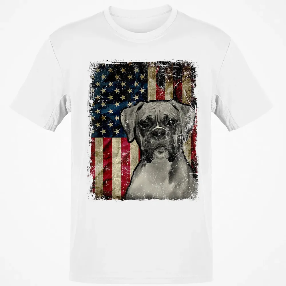 Boxer Dog 4th of July American Flag patriotic Gift Classic Unisex T-Shirt - 13