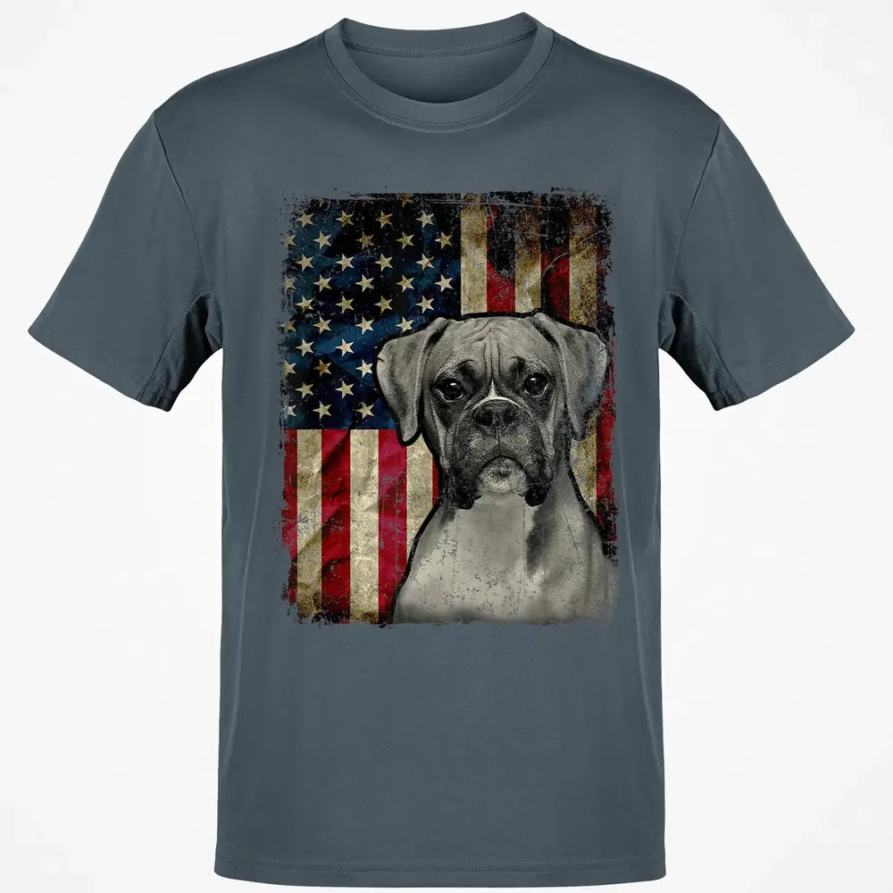 Boxer Dog 4th of July American Flag patriotic Gift Classic Unisex T-Shirt - 4