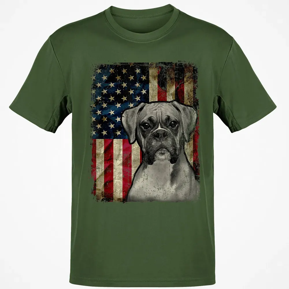 Boxer Dog 4th of July American Flag patriotic Gift Classic Unisex T-Shirt - 7