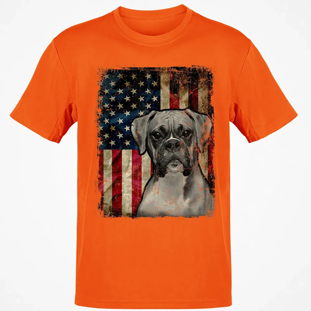 Boxer Dog 4th of July American Flag patriotic Gift Classic Unisex T-Shirt - 9