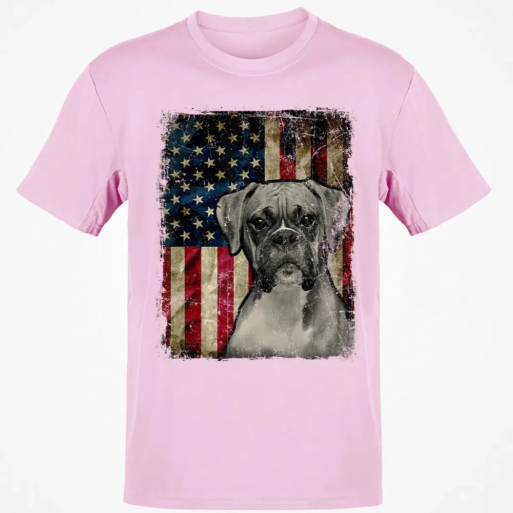 Boxer Dog 4th of July American Flag patriotic Gift Classic Unisex T-Shirt - 6