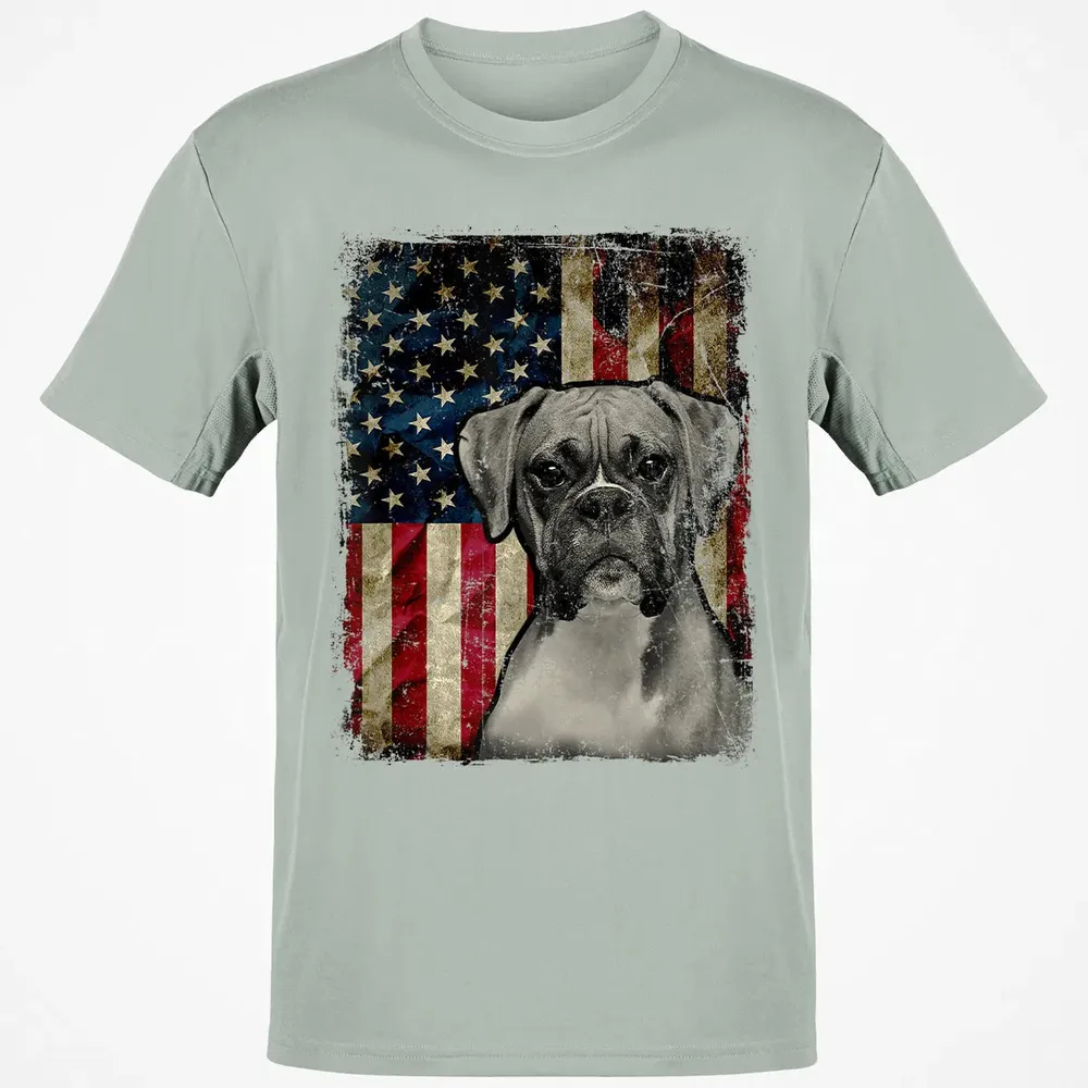 Boxer Dog 4th of July American Flag patriotic Gift Classic Unisex T-Shirt - 3