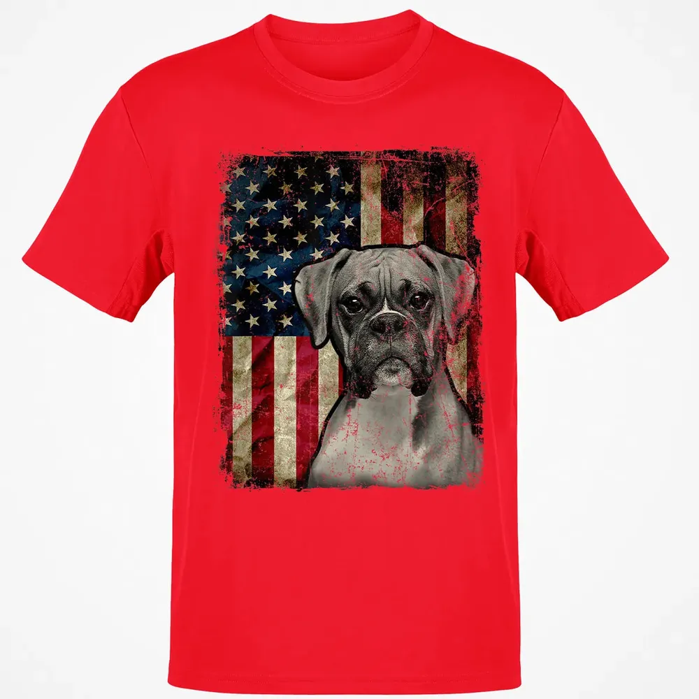 Boxer Dog 4th of July American Flag patriotic Gift Classic Unisex T-Shirt - 11