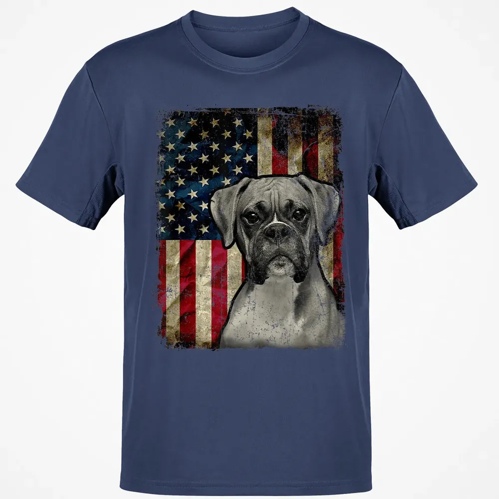 Boxer Dog 4th of July American Flag patriotic Gift Classic Unisex T-Shirt - 8
