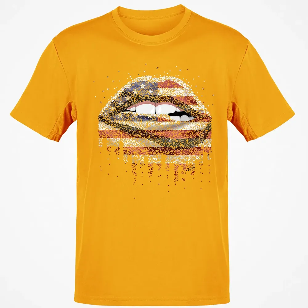 American Flag Sexy Biting Lip 4th Of July USA America Classic Unisex T-Shirt - 5