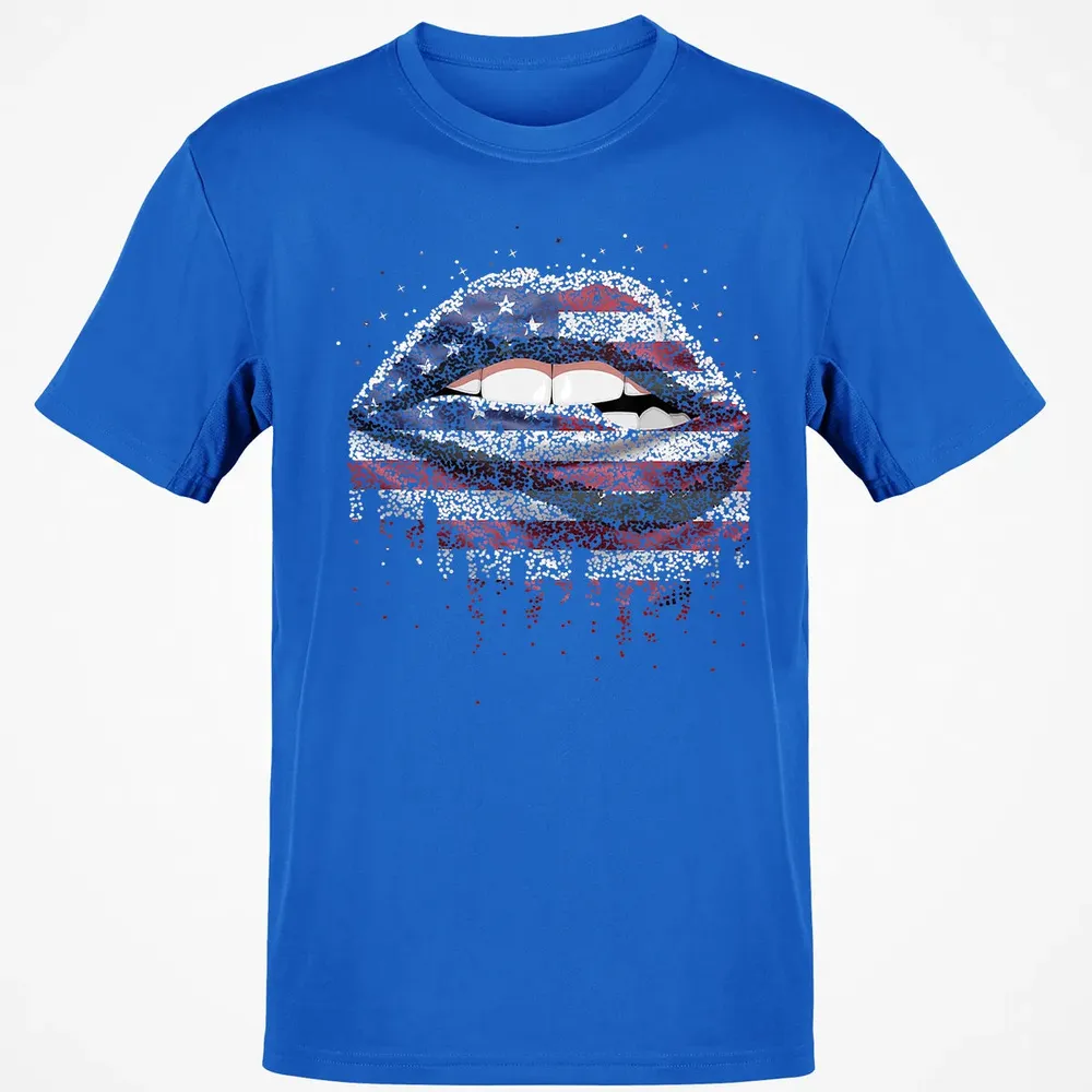 American Flag Sexy Biting Lip 4th Of July USA America Classic Unisex T-Shirt - 12