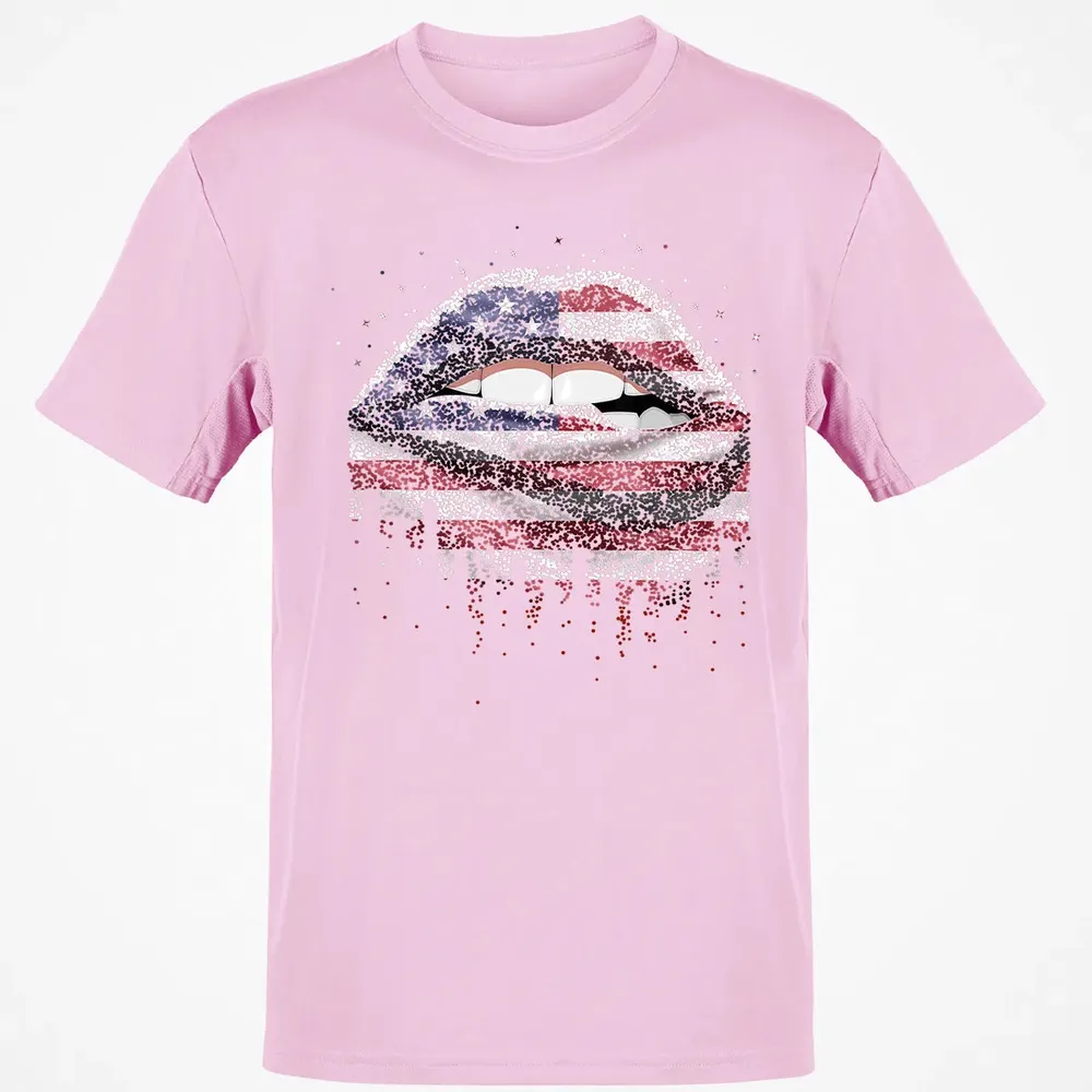 American Flag Sexy Biting Lip 4th Of July USA America Classic Unisex T-Shirt - 6