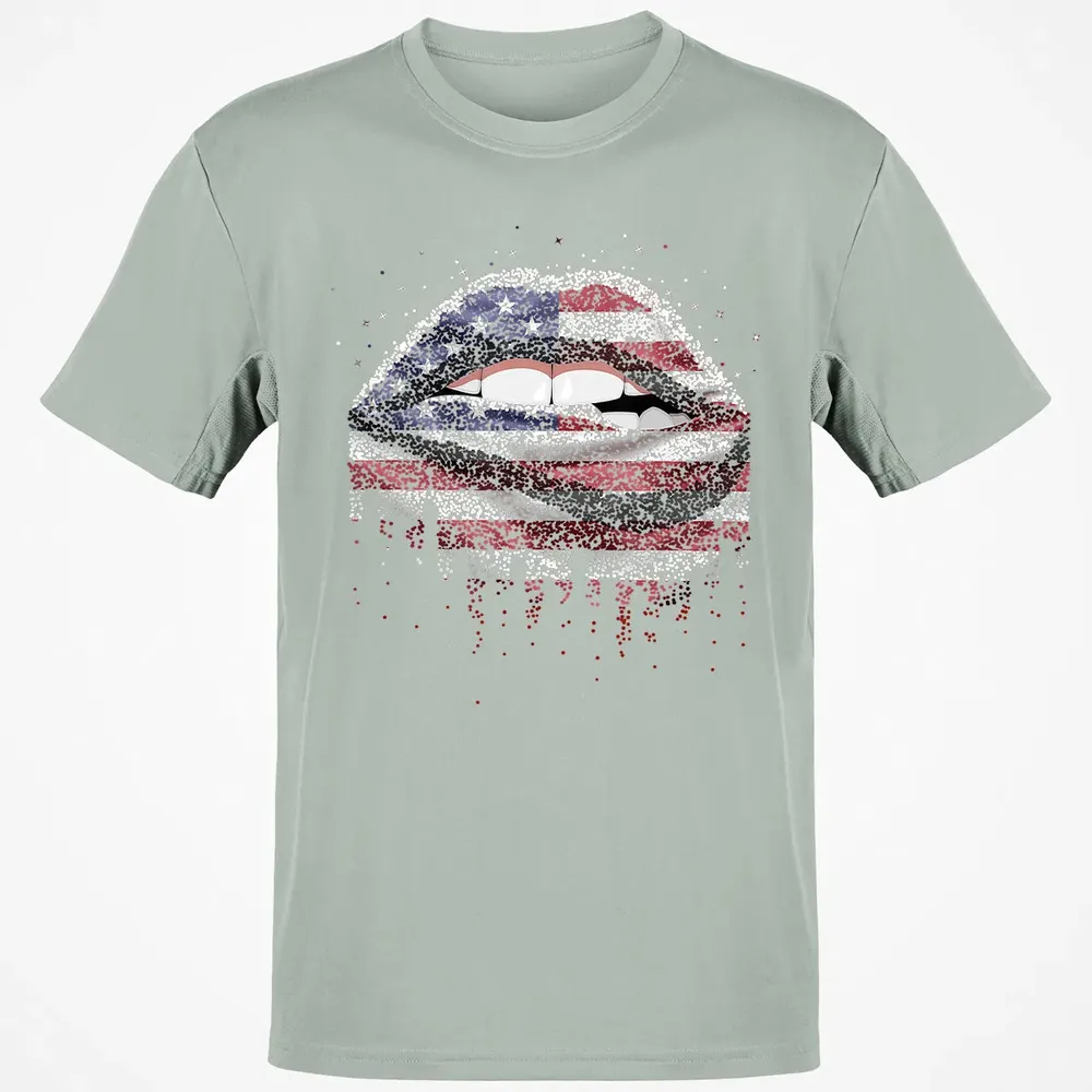 American Flag Sexy Biting Lip 4th Of July USA America Classic Unisex T-Shirt - 3