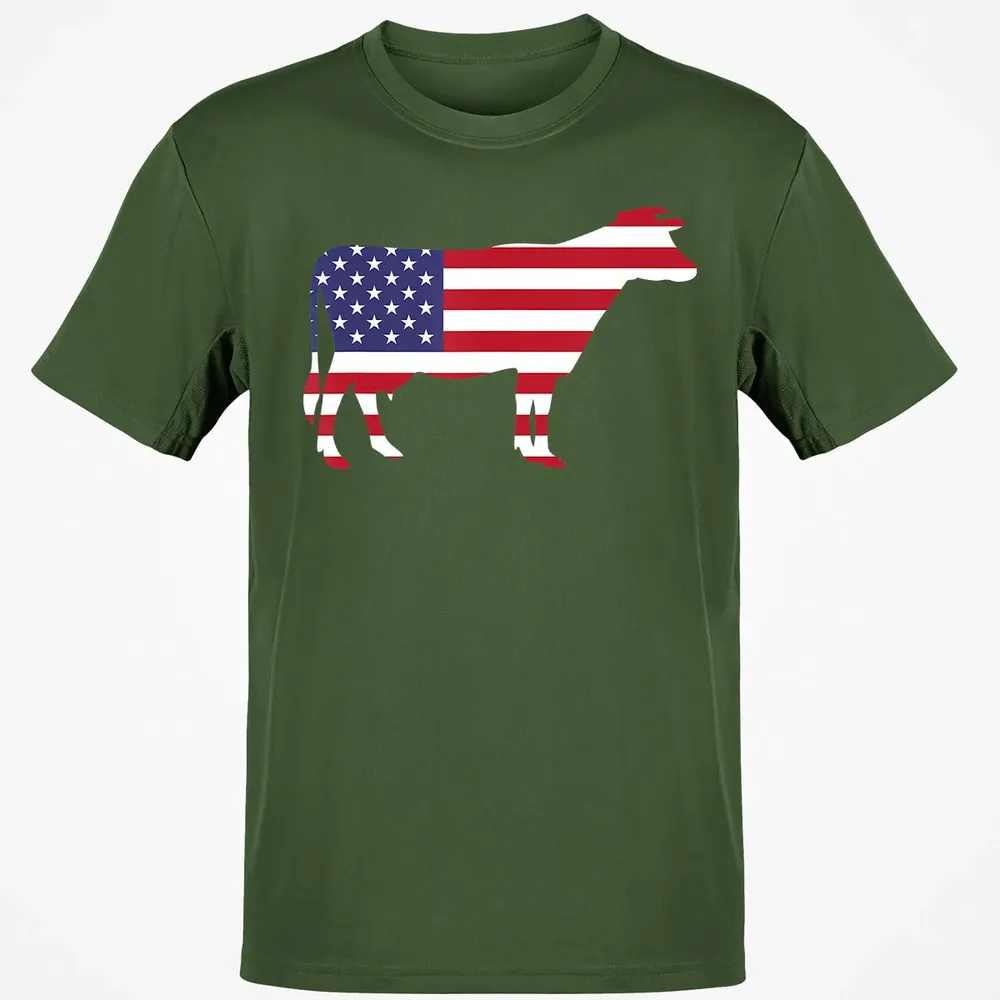 Cow American Flag  Funny 4th of July USA America Classic Unisex T-Shirt - 7