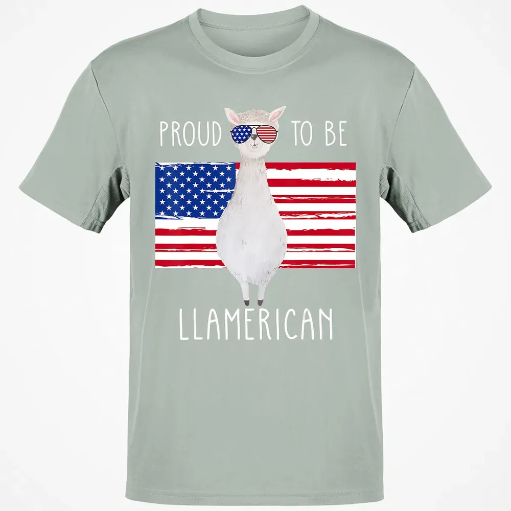 Funny Llama Proud To Be Llamerican 4th of July Women Girls Classic Unisex T-Shirt - 3