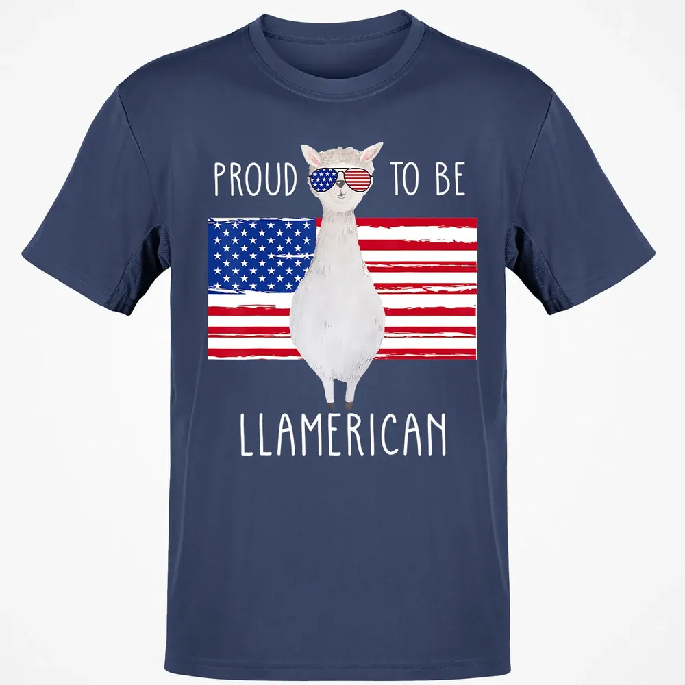 Funny Llama Proud To Be Llamerican 4th of July Women Girls Classic Unisex T-Shirt - 8