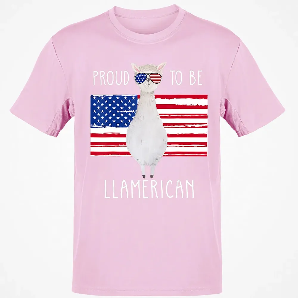Funny Llama Proud To Be Llamerican 4th of July Women Girls Classic Unisex T-Shirt - 6