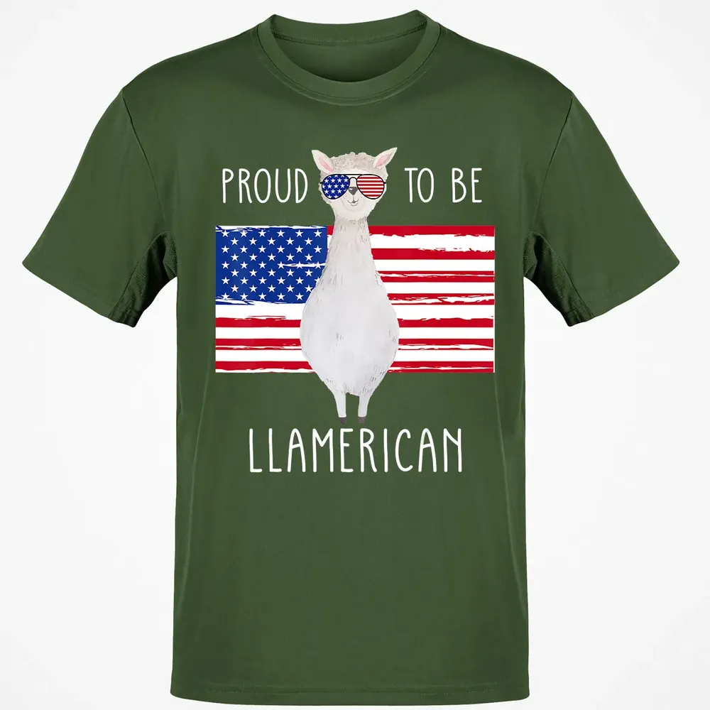 Funny Llama Proud To Be Llamerican 4th of July Women Girls Classic Unisex T-Shirt - 7