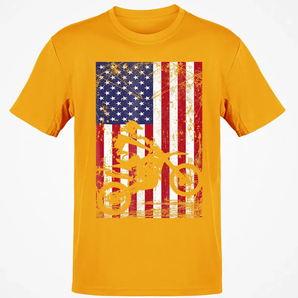 Dirt Bike American Flag  4th of july Classic Unisex T-Shirt - 5