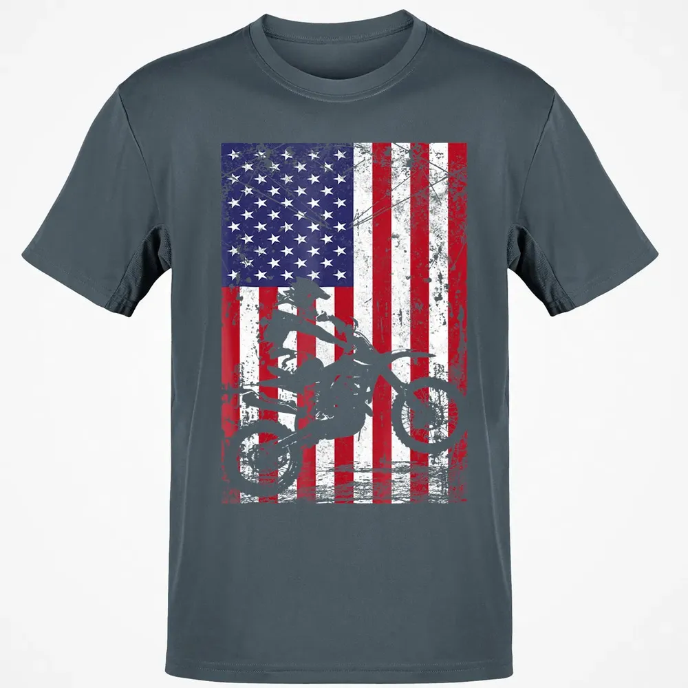 Dirt Bike American Flag  4th of july Classic Unisex T-Shirt - 4