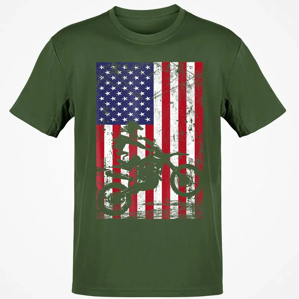 Dirt Bike American Flag  4th of july Classic Unisex T-Shirt - 7