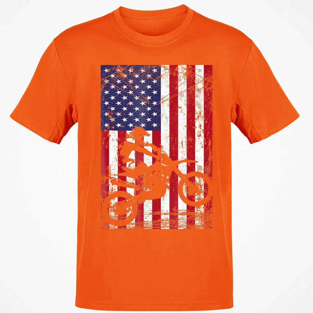 Dirt Bike American Flag  4th of july Classic Unisex T-Shirt - 9