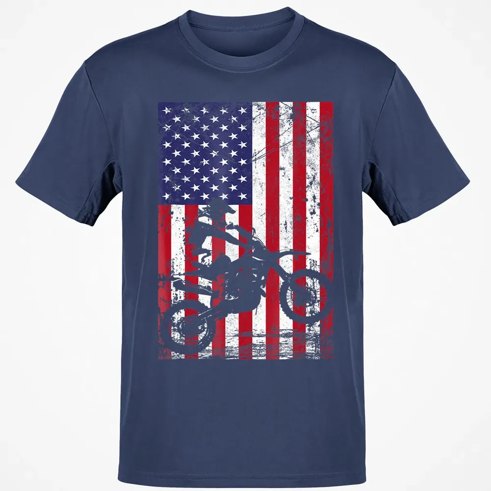 Dirt Bike American Flag  4th of july Classic Unisex T-Shirt - 8