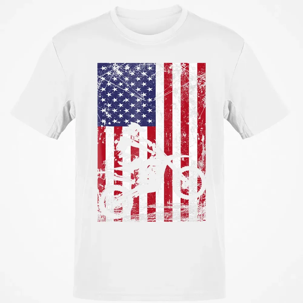 Dirt Bike American Flag  4th of july Classic Unisex T-Shirt - 13