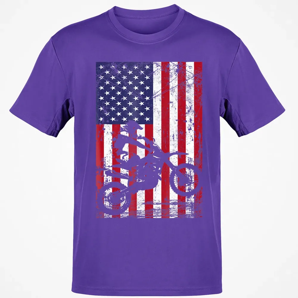Dirt Bike American Flag  4th of july Classic Unisex T-Shirt - 10