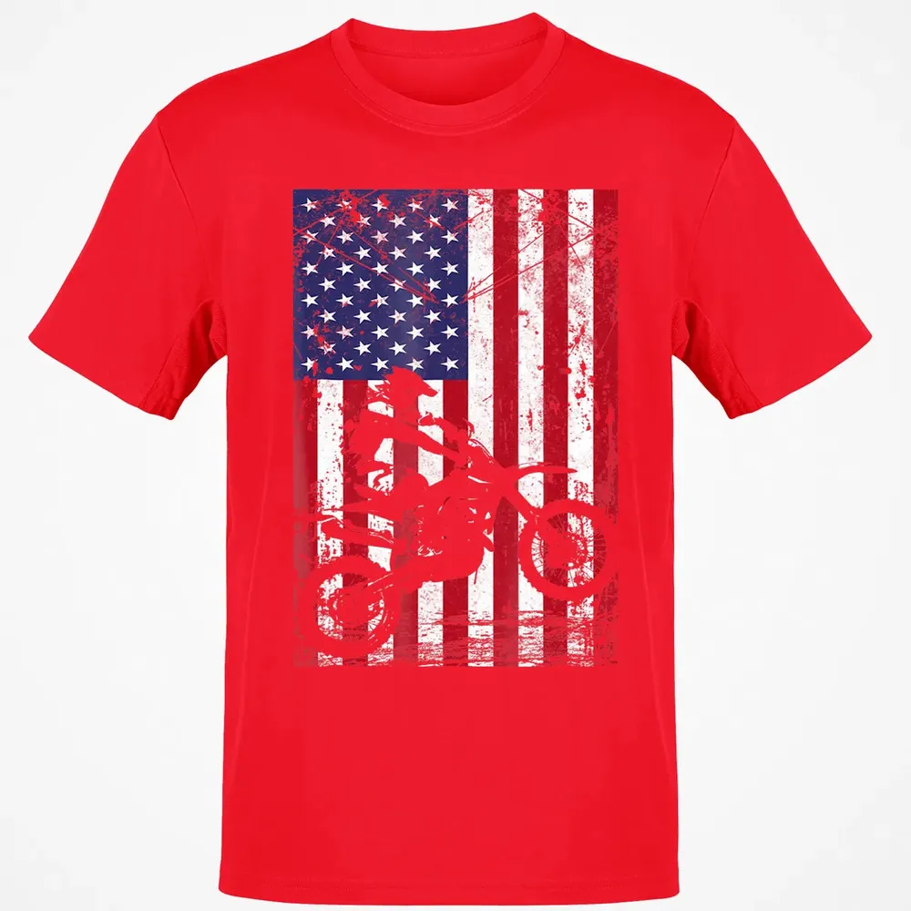 Dirt Bike American Flag  4th of july Classic Unisex T-Shirt - 11
