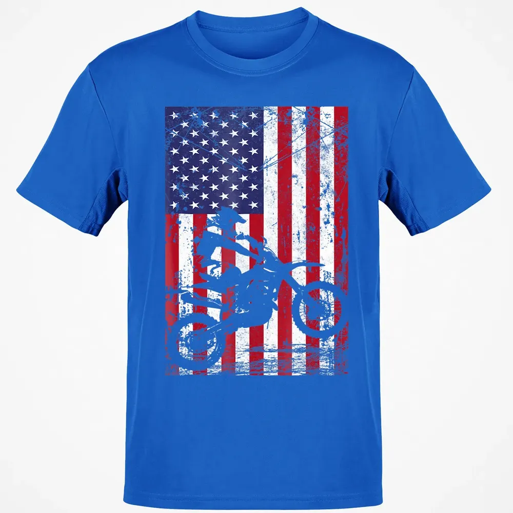 Dirt Bike American Flag  4th of july Classic Unisex T-Shirt - 12