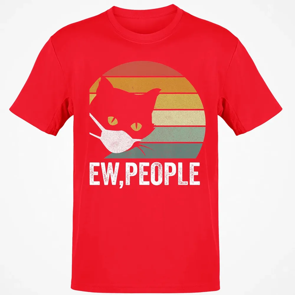 Retro Vintage Ew, people Black Cat Mask Quarantine Funny Cat Classic Unisex T-Shirt - 11