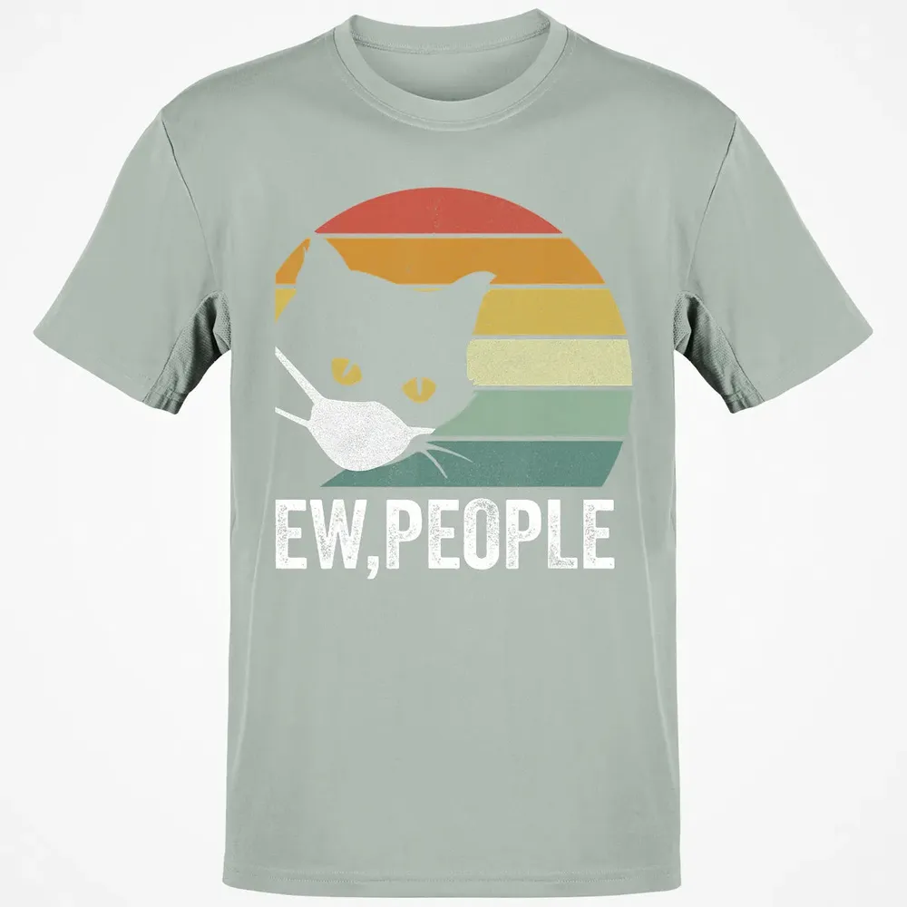 Retro Vintage Ew, people Black Cat Mask Quarantine Funny Cat Classic Unisex T-Shirt - 3