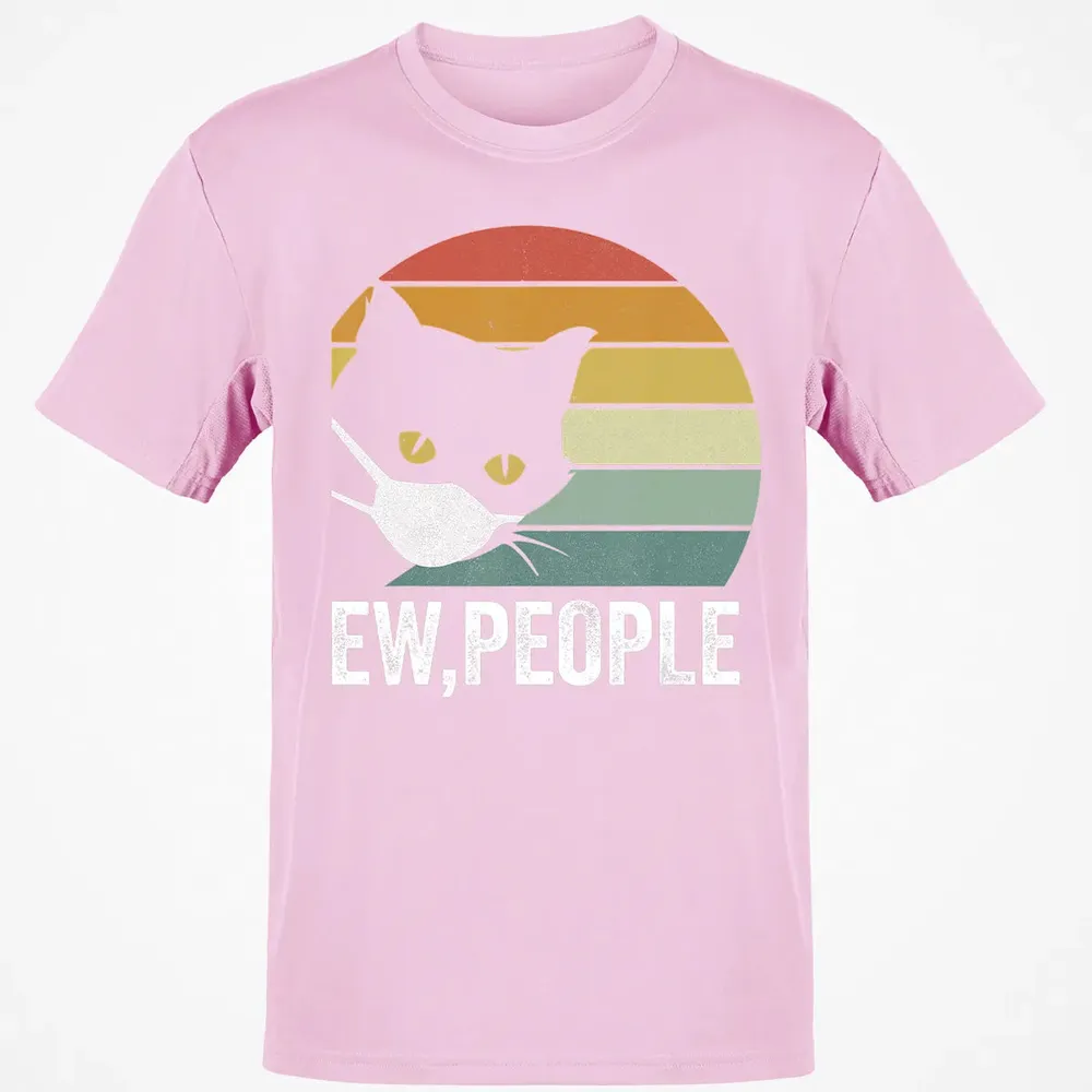 Retro Vintage Ew, people Black Cat Mask Quarantine Funny Cat Classic Unisex T-Shirt - 6