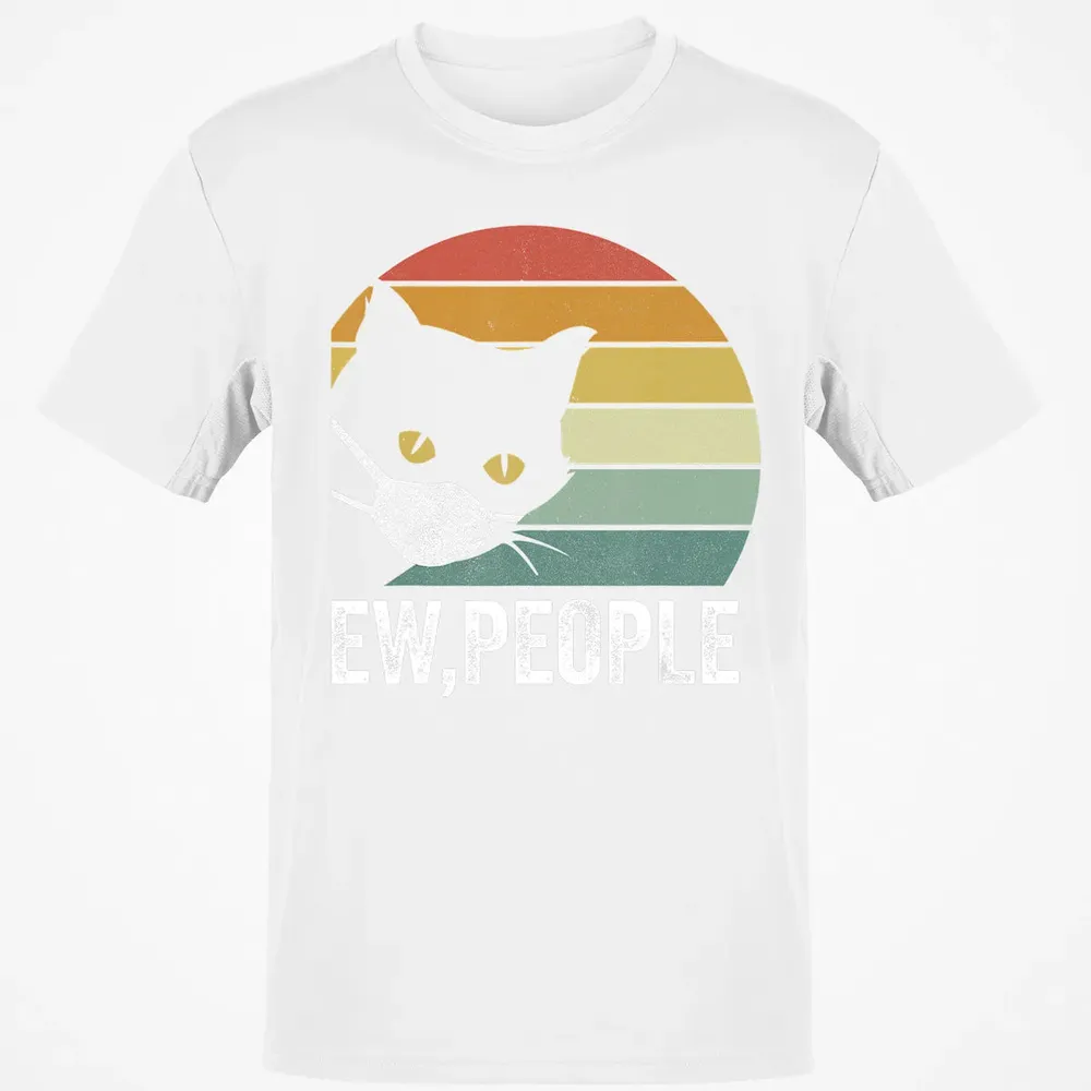 Retro Vintage Ew, people Black Cat Mask Quarantine Funny Cat Classic Unisex T-Shirt - 13