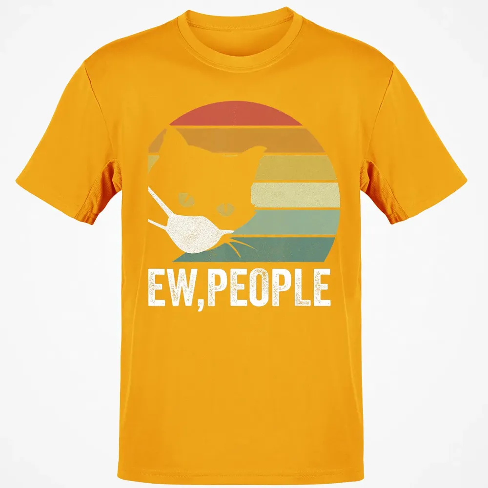 Retro Vintage Ew, people Black Cat Mask Quarantine Funny Cat Classic Unisex T-Shirt - 5