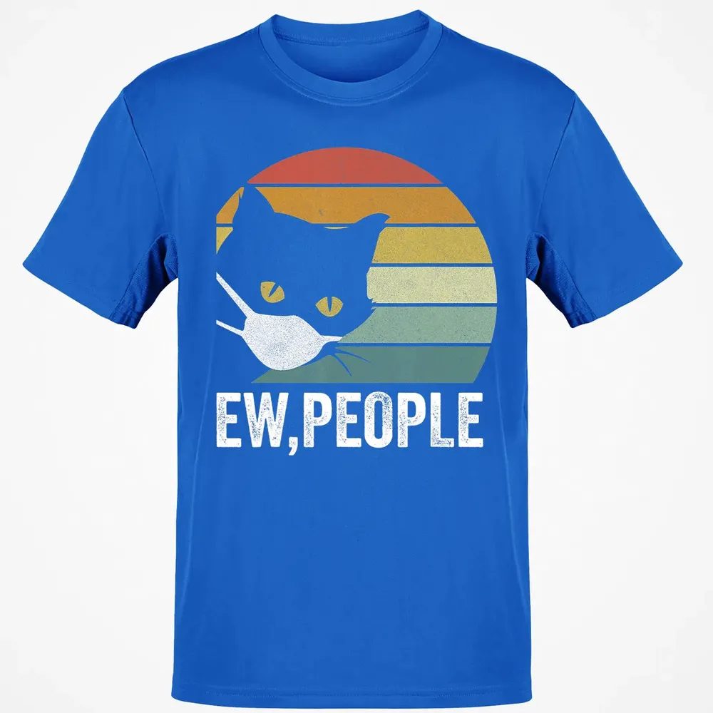 Retro Vintage Ew, people Black Cat Mask Quarantine Funny Cat Classic Unisex T-Shirt - 12