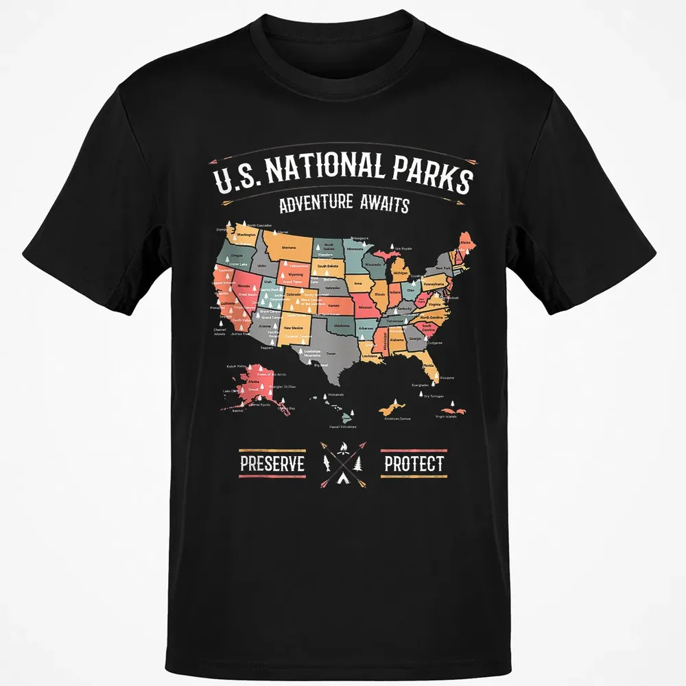 US National Parks Map Preserve Protect - Hiking Camping Classic Unisex T-Shirt - 2