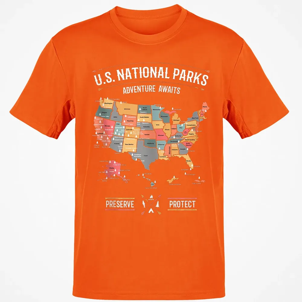 US National Parks Map Preserve Protect - Hiking Camping Classic Unisex T-Shirt - 9