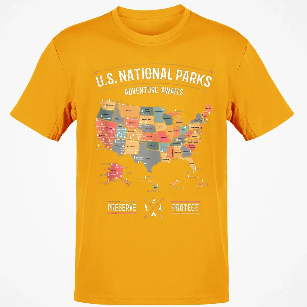 US National Parks Map Preserve Protect - Hiking Camping Classic Unisex T-Shirt - 5