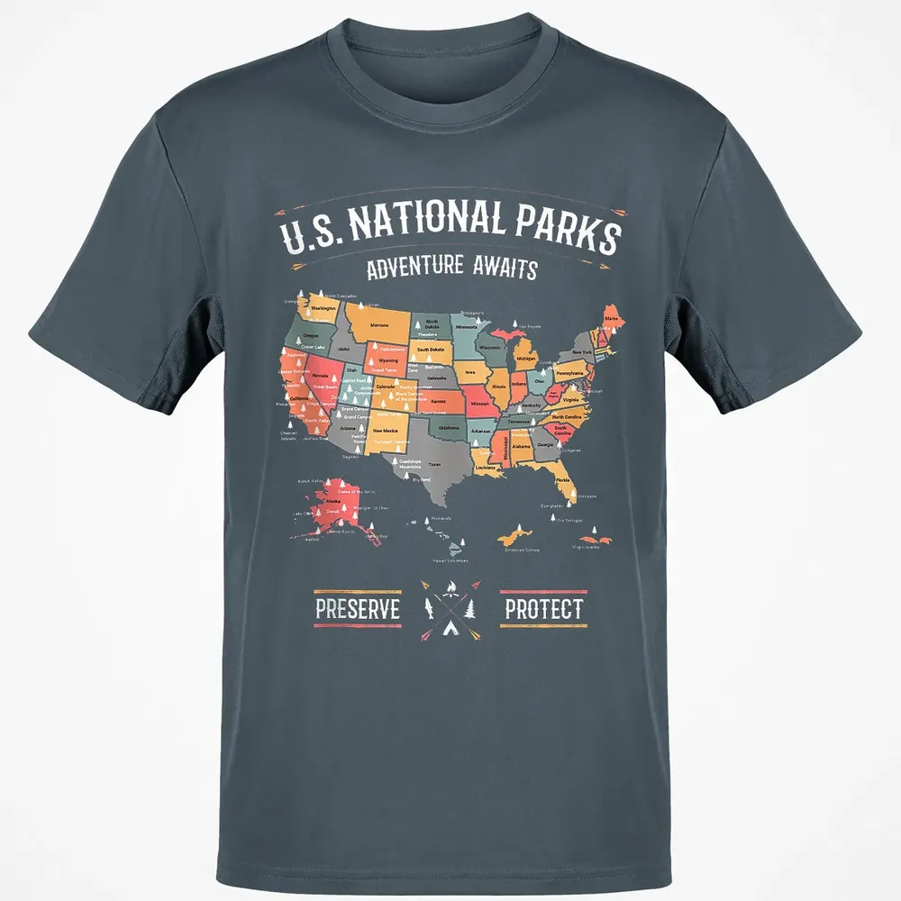 US National Parks Map Preserve Protect - Hiking Camping Classic Unisex T-Shirt - 4