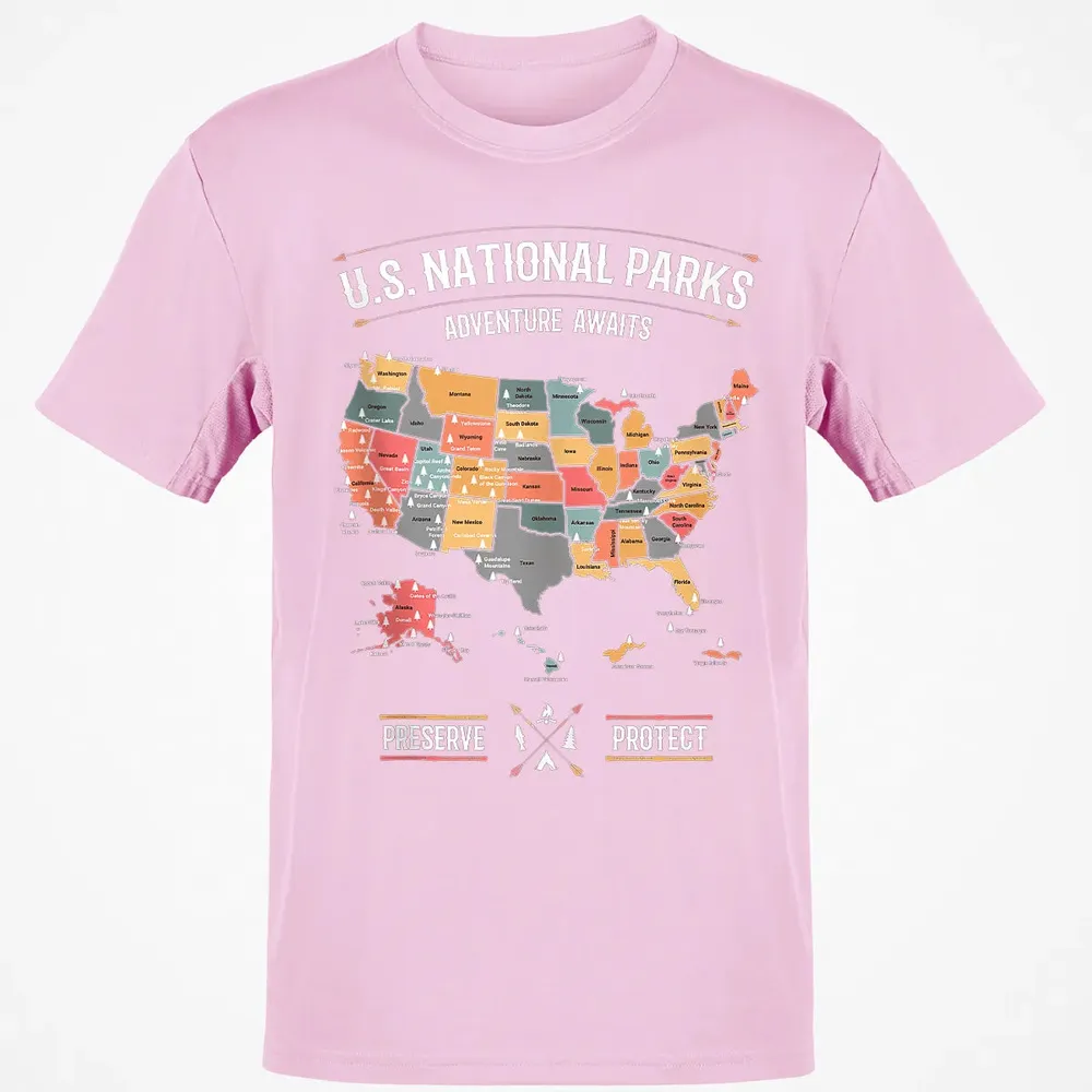 US National Parks Map Preserve Protect - Hiking Camping Classic Unisex T-Shirt - 6