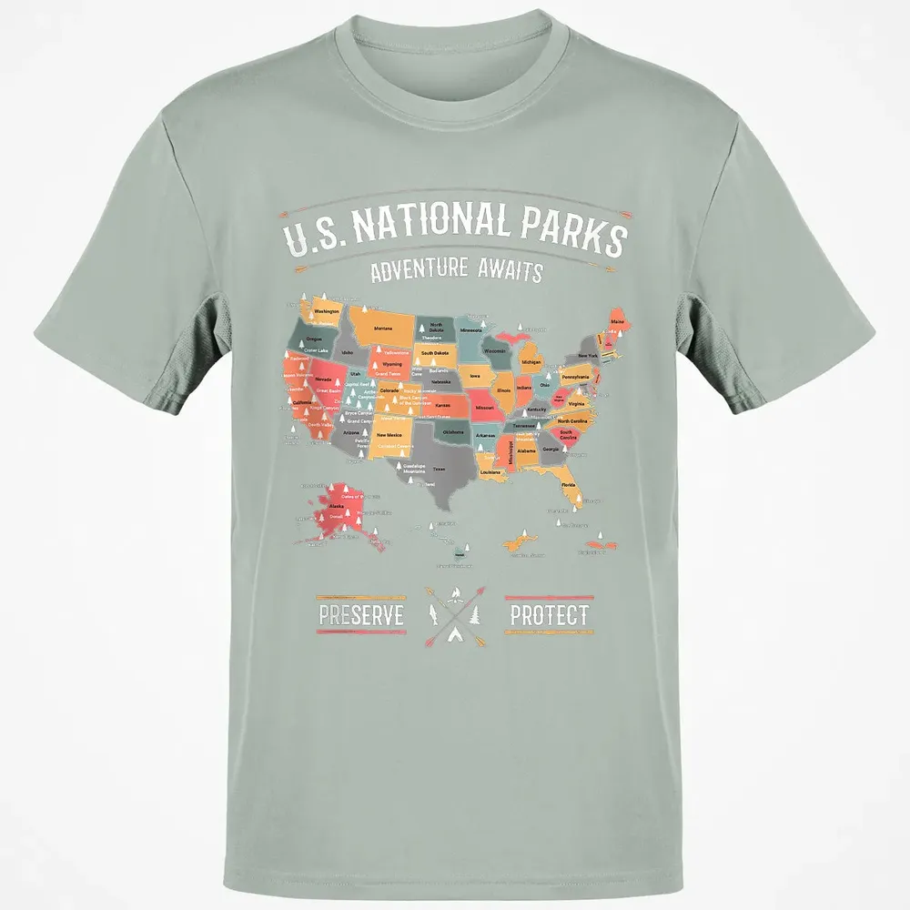 US National Parks Map Preserve Protect - Hiking Camping Classic Unisex T-Shirt - 3