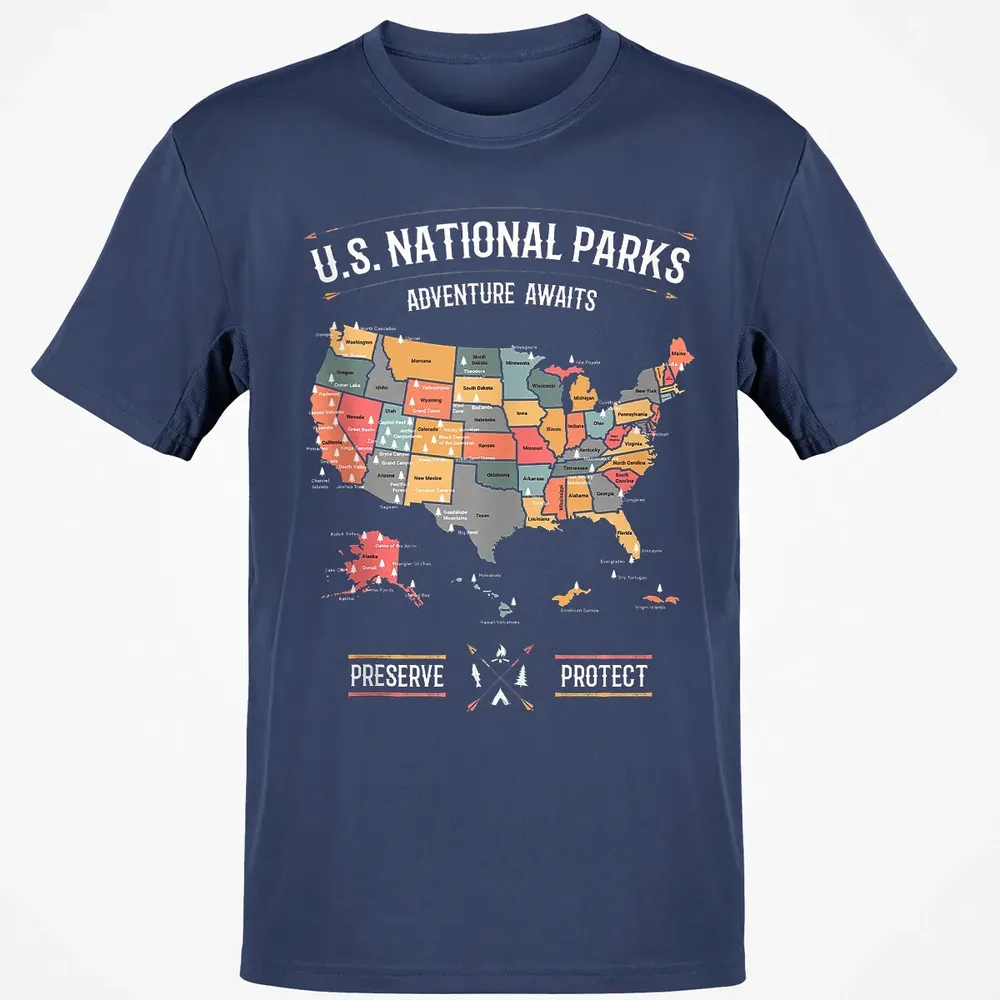 US National Parks Map Preserve Protect - Hiking Camping Classic Unisex T-Shirt - 8