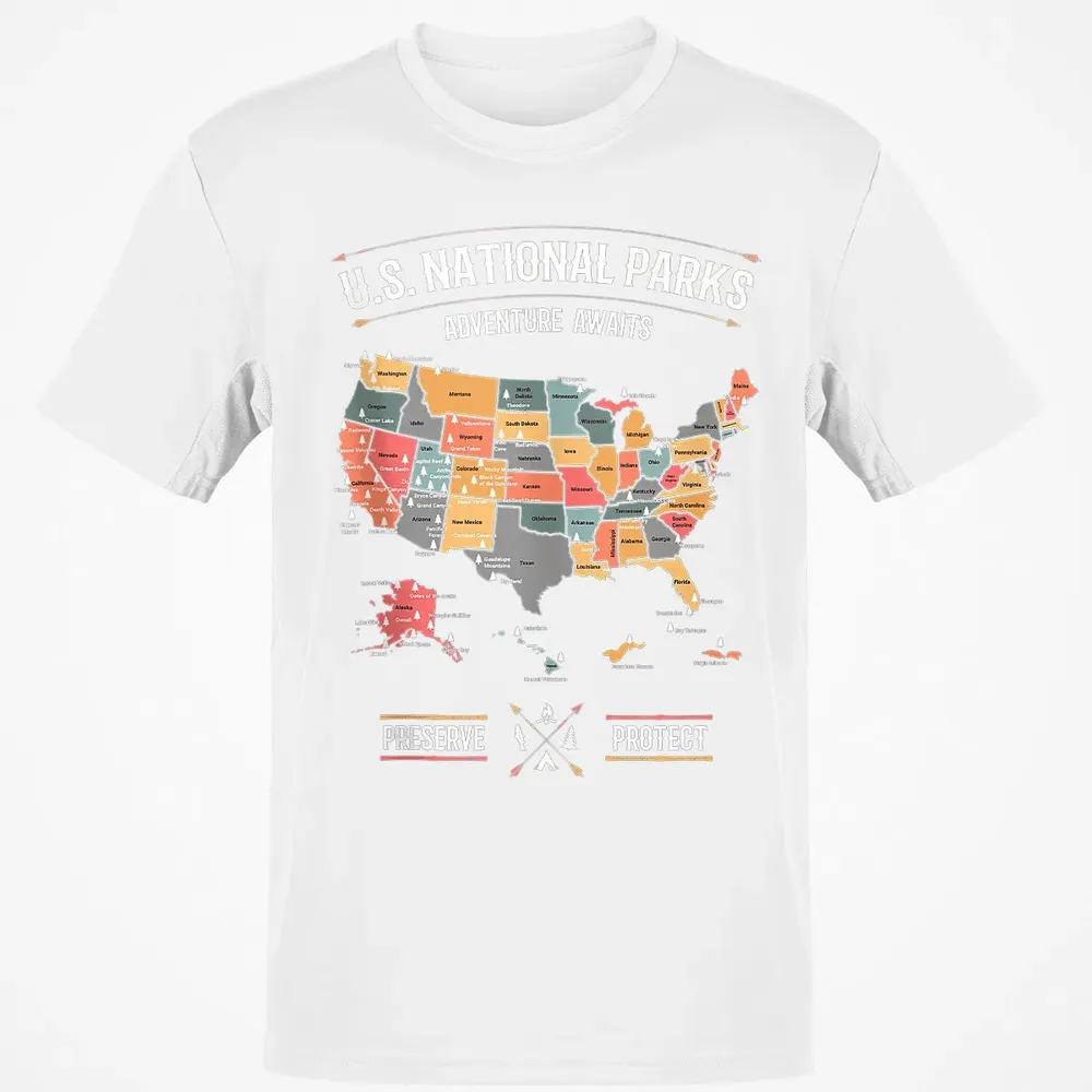US National Parks Map Preserve Protect - Hiking Camping Classic Unisex T-Shirt - 13