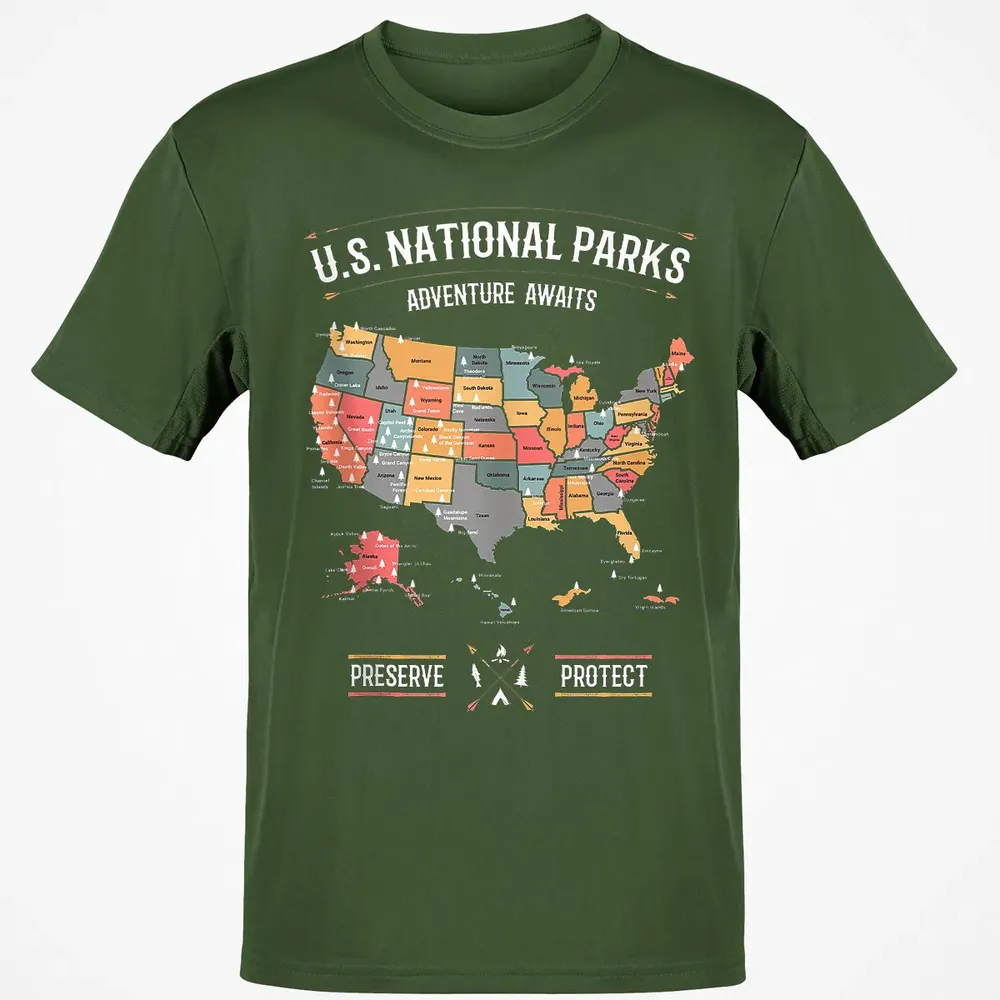 US National Parks Map Preserve Protect - Hiking Camping Classic Unisex T-Shirt - 7